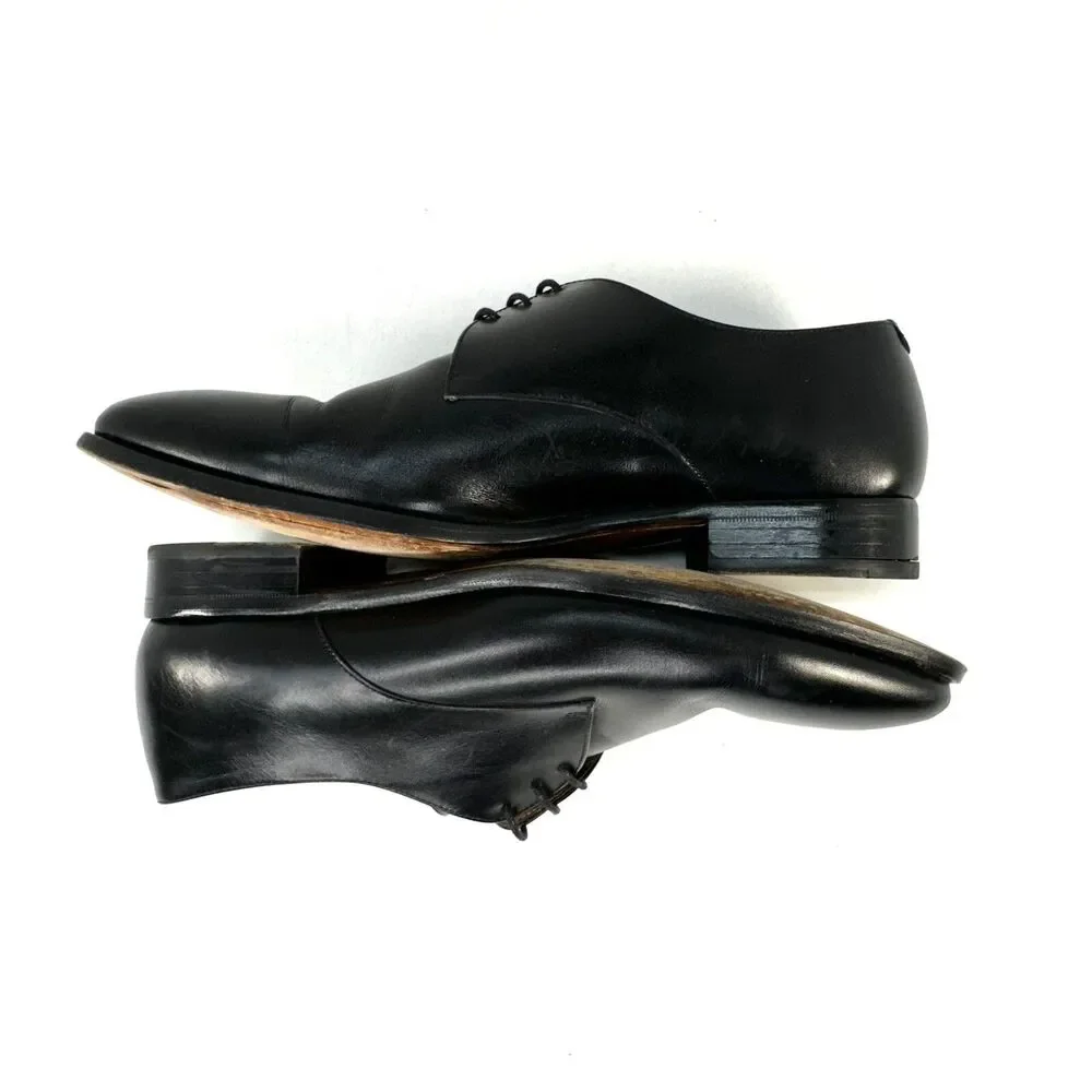 Jack Erwin Black Leather Oxfords Dress Shoes Made in Spain Men's 10.5D US